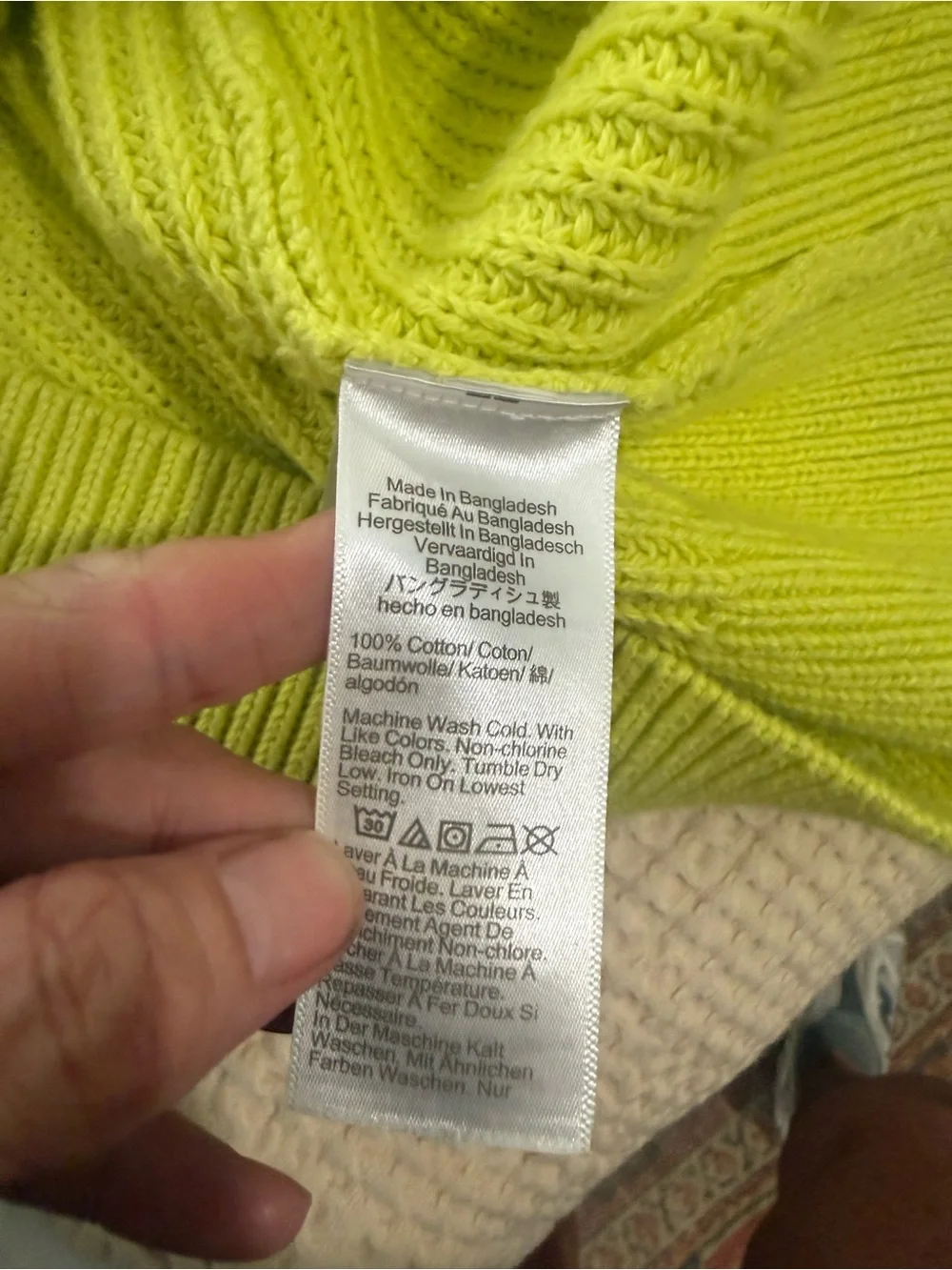 J. Crew 100% Cotton Fisherman Sweater Sz Large Lemon Sorbet